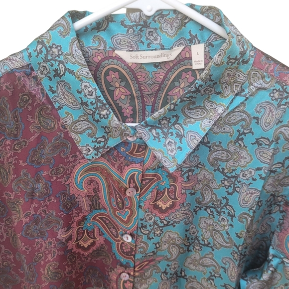 Soft Surrounding 100% Silk Lilit Blouse Size L  NWOT - Picture 5 of 16